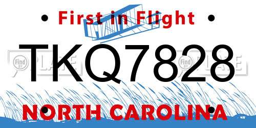 TKQ7828 North Carolina License Plate