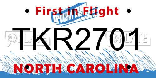 TKR2701 North Carolina License Plate