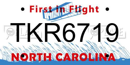 TKR6719 North Carolina License Plate