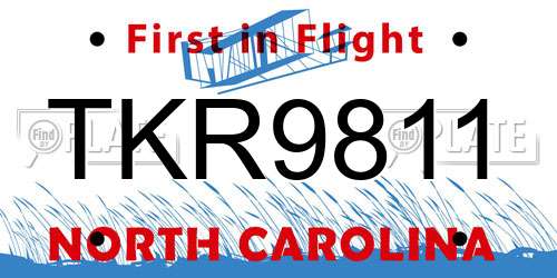 TKR9811 North Carolina License Plate