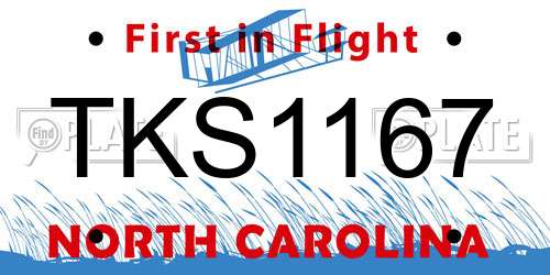 TKS1167 North Carolina License Plate