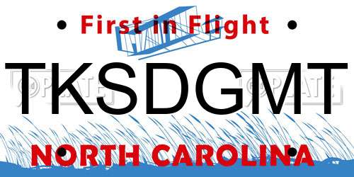 TKSDGMT North Carolina License Plate