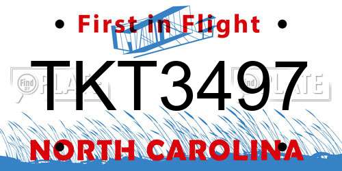 TKT3497 North Carolina License Plate