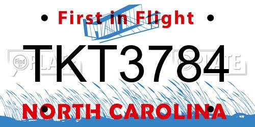 TKT3784 North Carolina License Plate