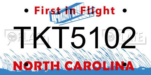 TKT5102 North Carolina License Plate