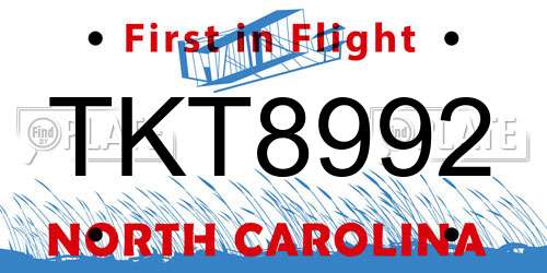TKT8992 North Carolina License Plate