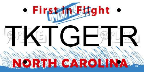 TKTGETR North Carolina License Plate