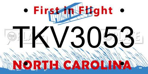 TKV3053 North Carolina License Plate
