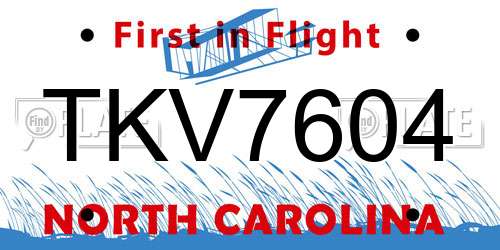 TKV7604 North Carolina License Plate