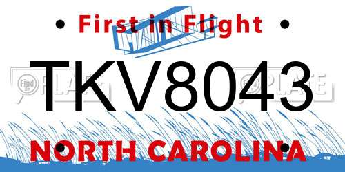 TKV8043 North Carolina License Plate