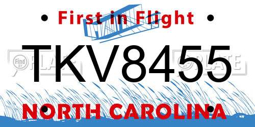 TKV8455 North Carolina License Plate