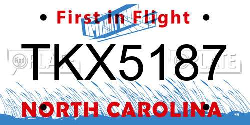 TKX5187 North Carolina License Plate