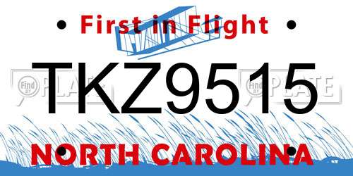 TKZ9515 North Carolina License Plate