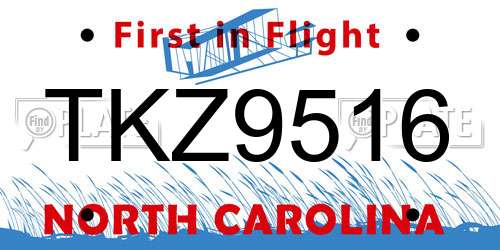 TKZ9516 North Carolina License Plate