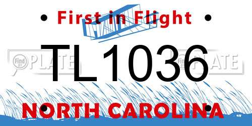 TL1036 North Carolina License Plate