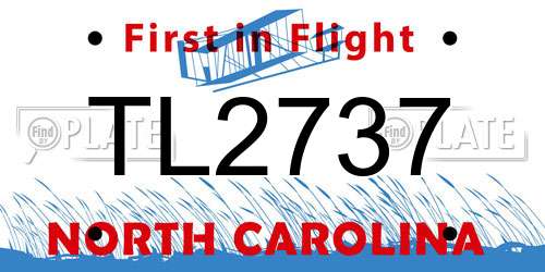 TL2737 North Carolina License Plate