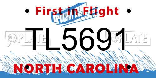 TL5691 North Carolina License Plate