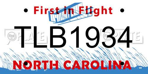 TLB1934 North Carolina License Plate