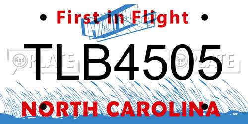 TLB4505 North Carolina License Plate
