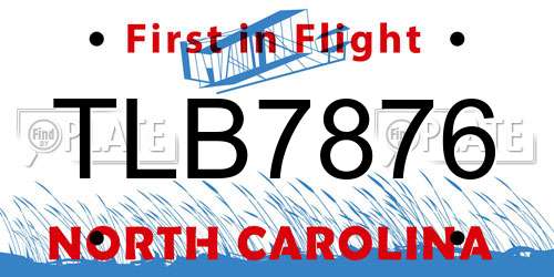 TLB7876 North Carolina License Plate