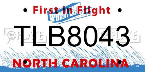 TLB8043 North Carolina License Plate