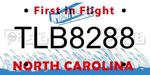 TLB8288 North Carolina License Plate