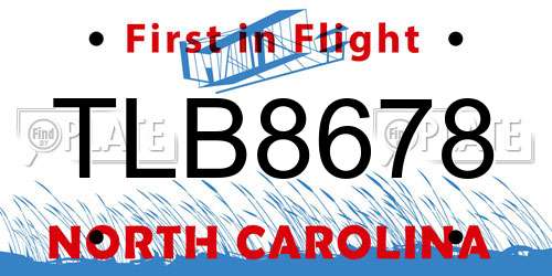 TLB8678 North Carolina License Plate