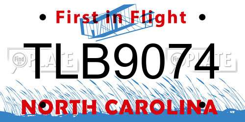 TLB9074 North Carolina License Plate