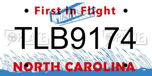 TLB9174 North Carolina License Plate