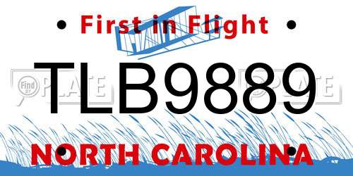 TLB9889 North Carolina License Plate