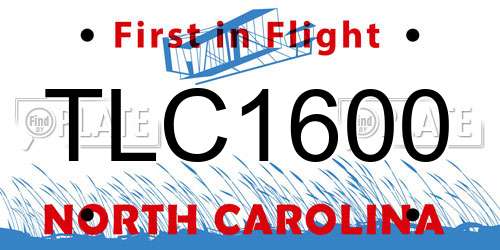 TLC1600 North Carolina License Plate