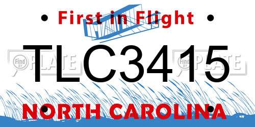 TLC3415 North Carolina License Plate