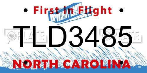 TLD3485 North Carolina License Plate