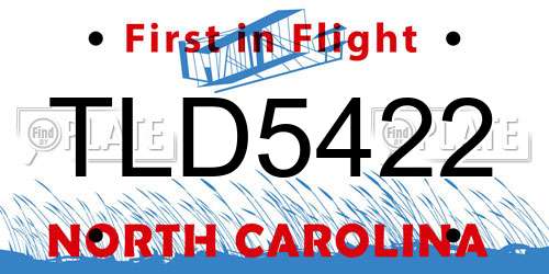 TLD5422 North Carolina License Plate