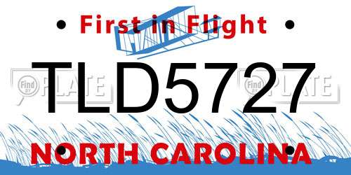 TLD5727 North Carolina License Plate