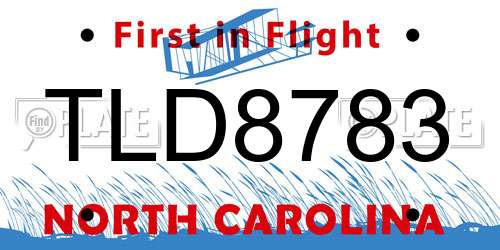 TLD8783 North Carolina License Plate