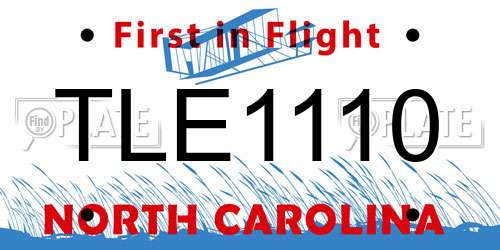 TLE1110 North Carolina License Plate