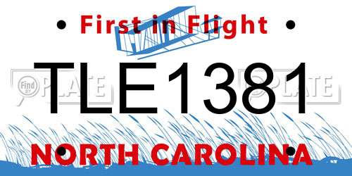 TLE1381 North Carolina License Plate