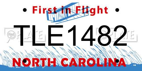 TLE1482 North Carolina License Plate