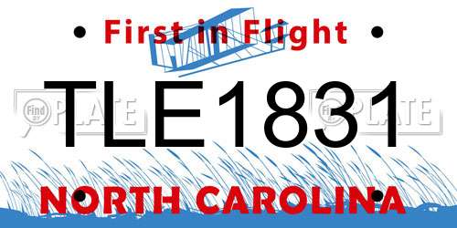 TLE1831 North Carolina License Plate