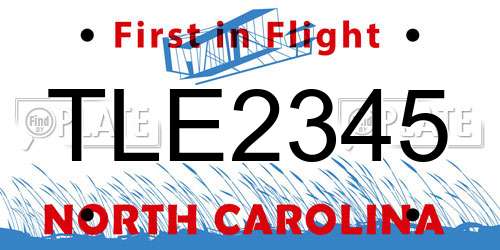 TLE2345 North Carolina License Plate