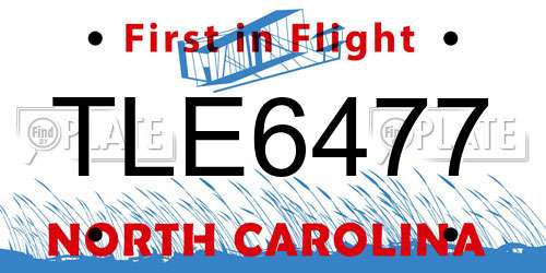 TLE6477 North Carolina License Plate