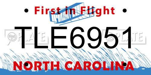 TLE6951 North Carolina License Plate