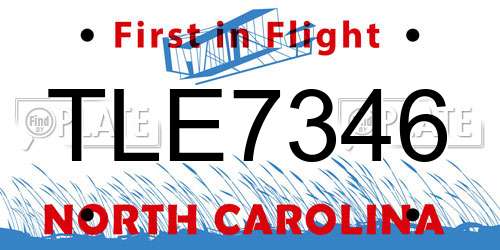 TLE7346 North Carolina License Plate