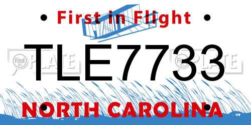TLE7733 North Carolina License Plate