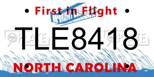 TLE8418 North Carolina License Plate