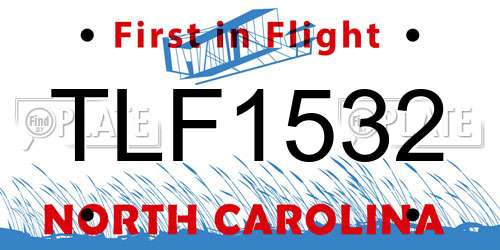 TLF1532 North Carolina License Plate