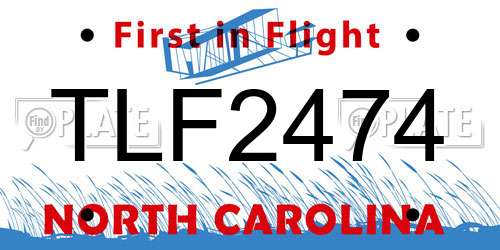 TLF2474 North Carolina License Plate