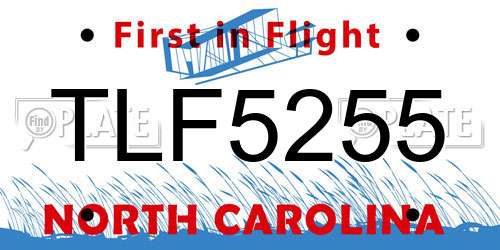TLF5255 North Carolina License Plate