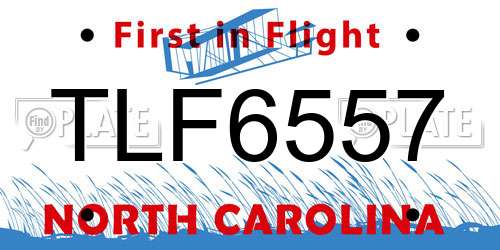 TLF6557 North Carolina License Plate